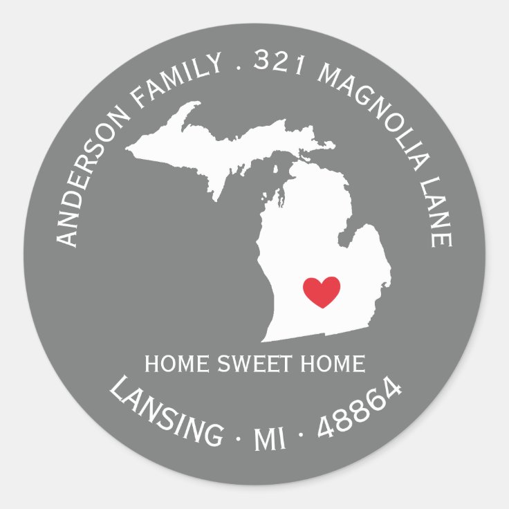 MICHIGAN State New Home Address Label Sticker Zazzle