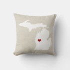 Michigan State Pillow Faux Linen Personalized