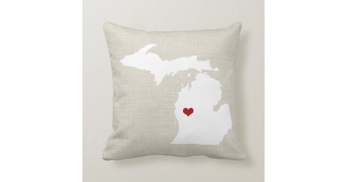 Michigan State Pillow Faux Linen Personalized Zazzle Com