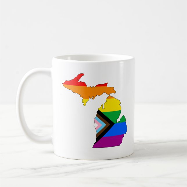 Michigan State Pride LGBTQ Progress Pride Coffee Mug (Left)