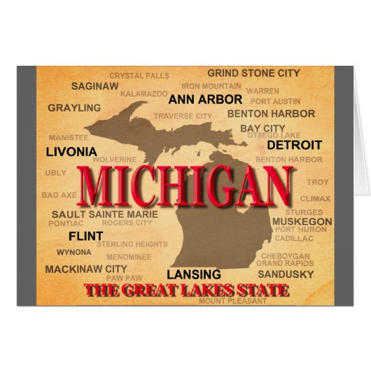 Michigan State Pride Map Silhouette Cards (Front Horizontal)