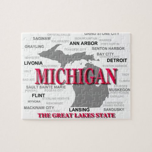 Michigan State Pride Map Silhouette Jigsaw Puzzle
