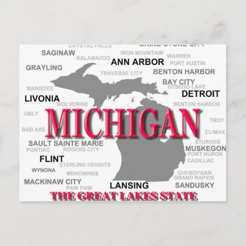Michigan State Pride Map Silhouette Postcard