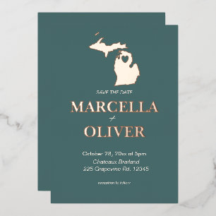 Michigan State Save The Date Destination Wedding Foil Invitation