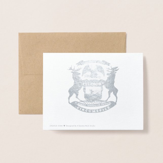 Michigan State Seal and Map Unsalted Foil Card (Back With Envelope)