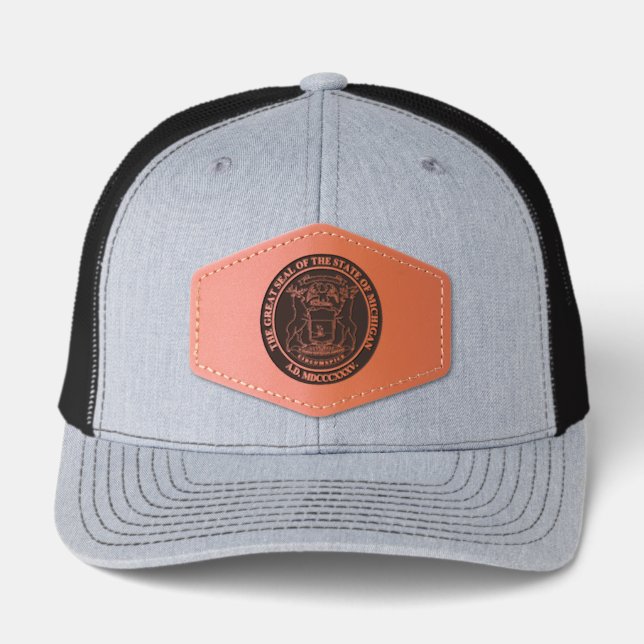 Michigan State Seal Leather Patch Hat (Front)