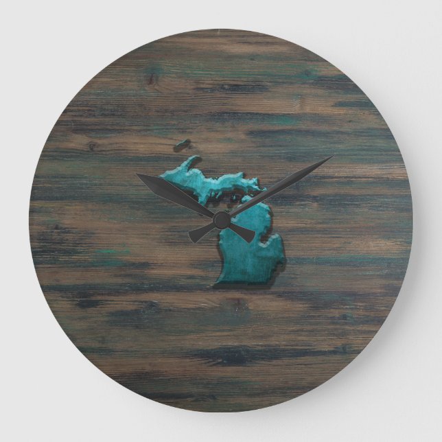 Michigan State Shape Teal Large Clock (Front)