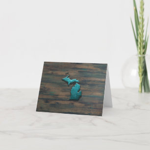 Michigan State Shape Teal Letterpress Thank You Card