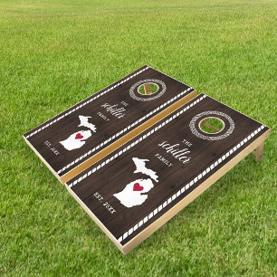 Michigan State Silhouette Family Name Cornhole Set