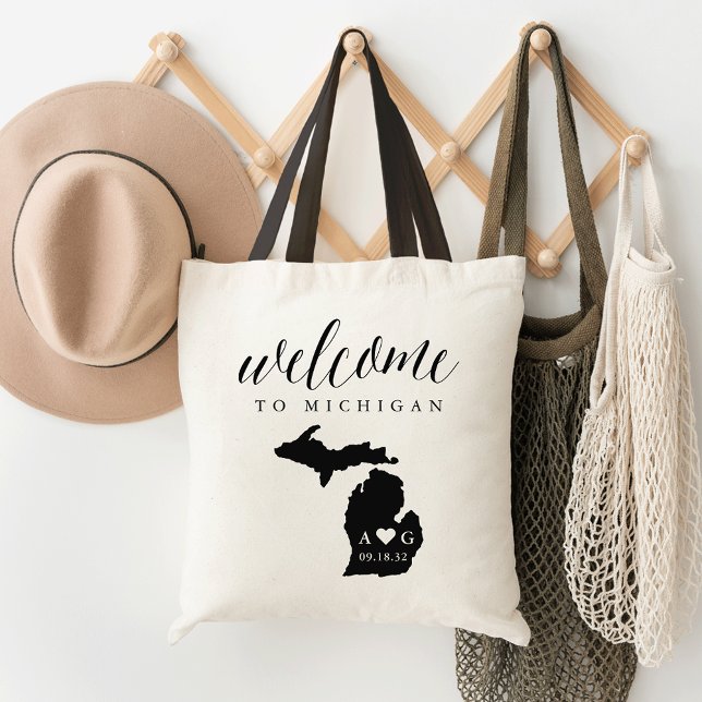 Michigan State Silhouette Wedding Welcome Tote Bag (Creator Uploaded)