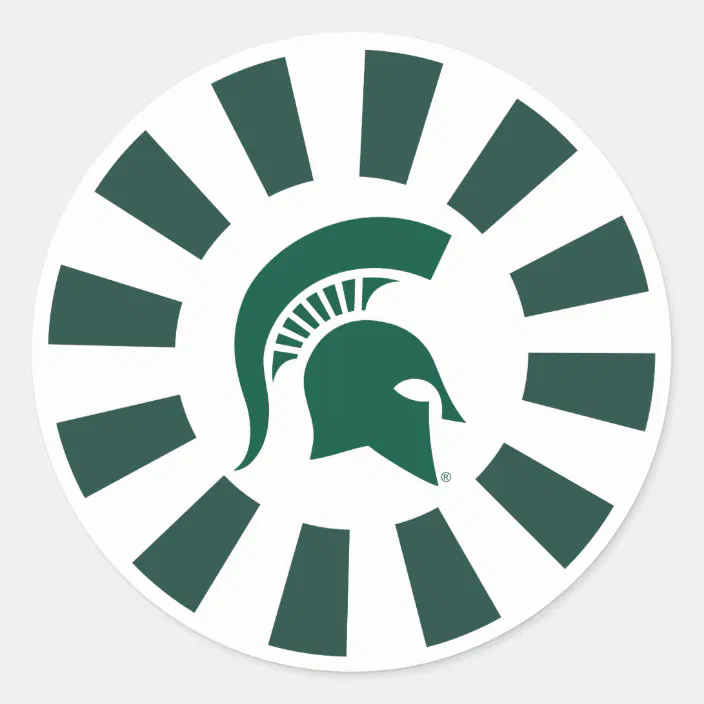 Michigan State Spartan Helmet Logo Classic Round Sticker Zazzle Com