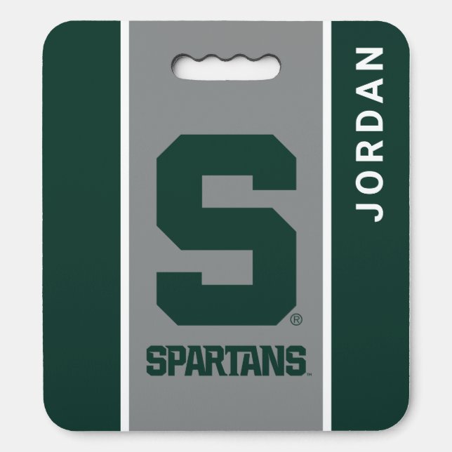 Michigan State Spartans | Stripes with Name Seat Cushion (Front Vertical)