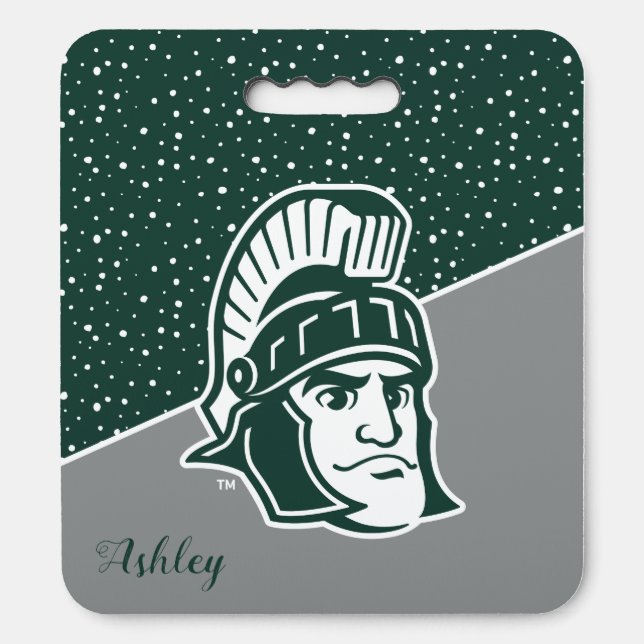 Michigan State Sparty | Polka Dots with Name Seat Cushion (Front Vertical)