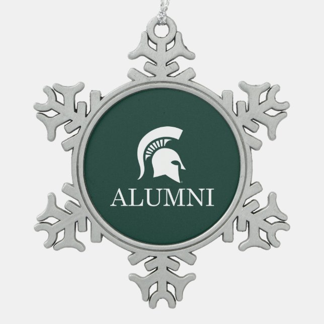 Michigan State University Alumni Snowflake Pewter Christmas Ornament (Front)