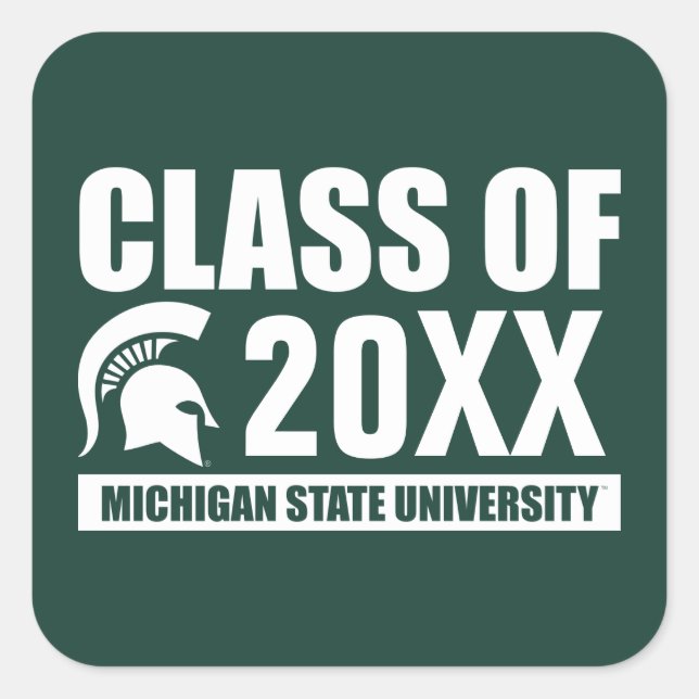 Michigan State University Class of Square Sticker (Front)