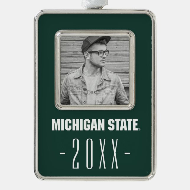 Michigan State University Graduation Silver Plated Framed Ornament (Front)