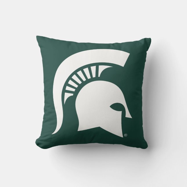 Michigan State University Spartan Helmet Logo Throw Pillow (Front)