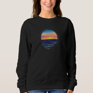 Michigan Summer Sky Michigander Great Lakes Lake V Sweatshirt