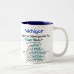 Michigan Symbols &amp; Map Two-tone Coffee Mug at Zazzle
