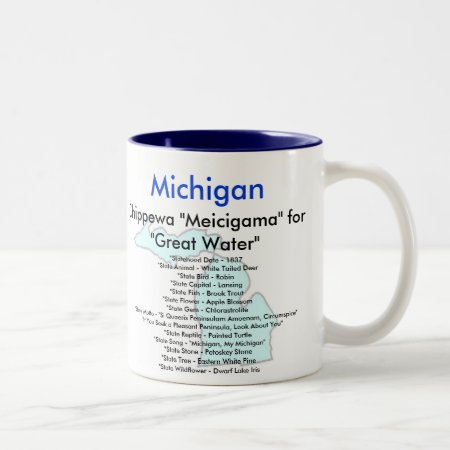 Michigan Symbols & Map Two-tone Coffee Mug