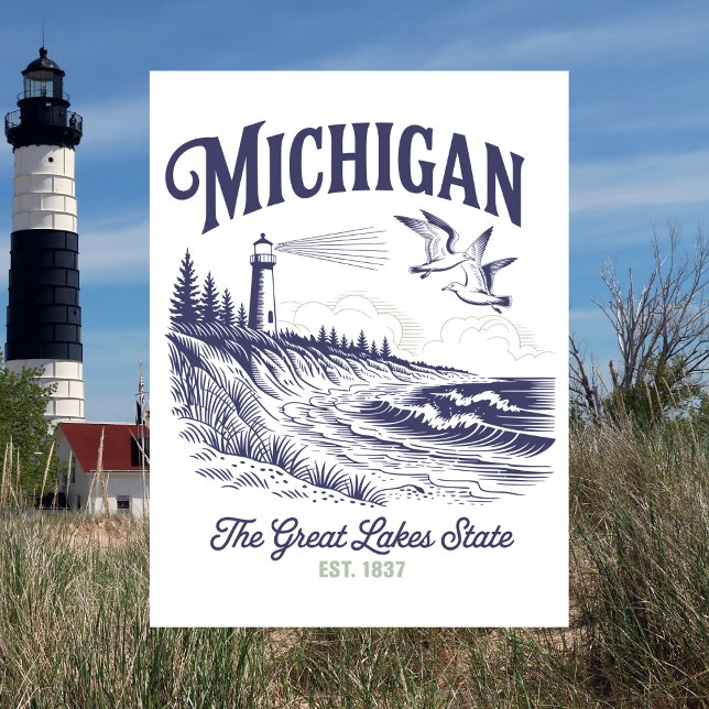 Michigan The Great Lakes State Est. 1837 Postcard (Michigan )