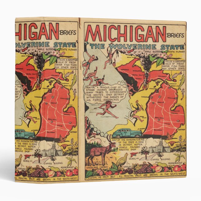 Michigan the Wolverine State 3 Ring Binder (Front/Spine)