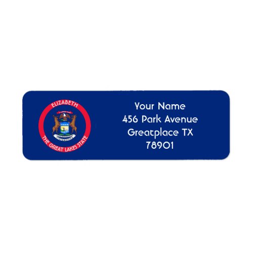 Michigan The Wolverine State Personalized Flag Label