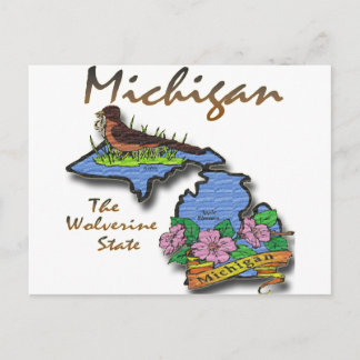 Michigan The Wolverine State Robin Apple Postcard