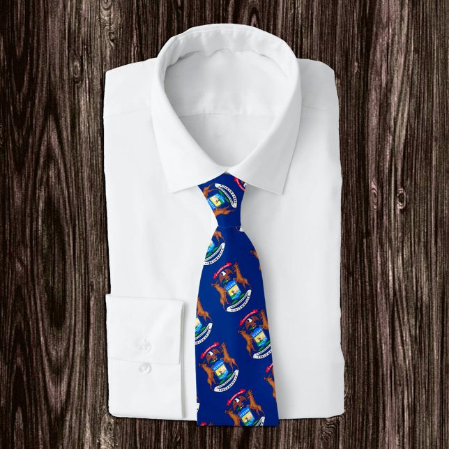 Michigan Ties, fashion USA, Michigan Flag business Neck Tie (Creator Uploaded)