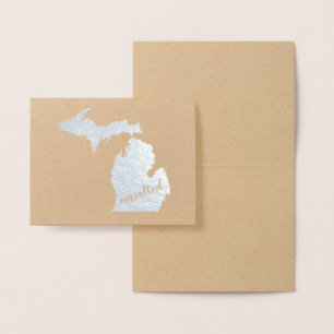 Michigan Typography Michigan State Map Unsalted Foil Card
