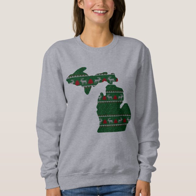 Michigan Ugly Christmas Design Sweatshirt! Sweatshirt (Front)