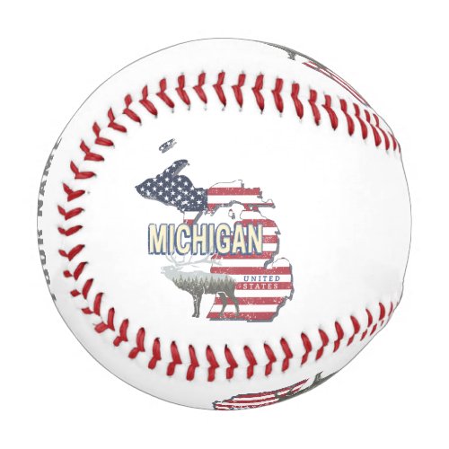 Michigan United States Retro State Map Vintage USA Baseball