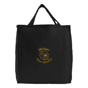 Michigan UP Moose Embroidered Bag