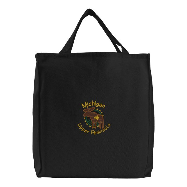 Michigan UP Moose Embroidered Bag (Front)