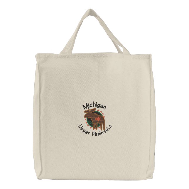 Michigan UP Moose Embroidered Bag (Front)
