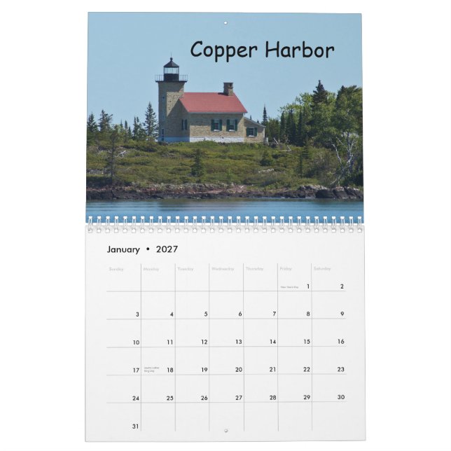 Michigan Upper Peninsula Lighthouses Calendar (Jan 2027)