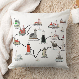 Michigan Upper Peninsula Lighthouses Pillow