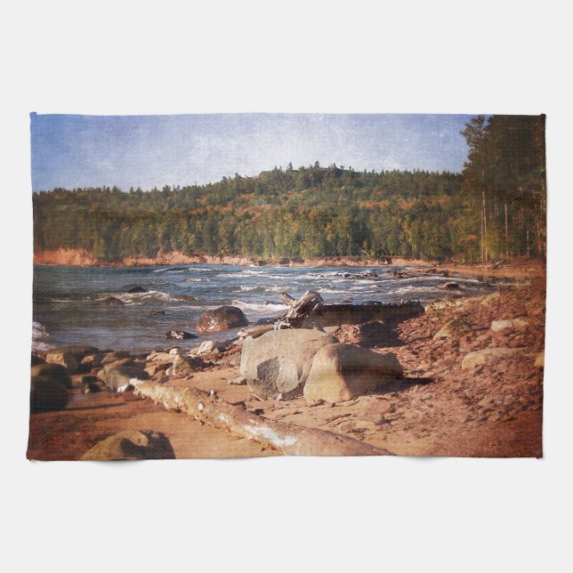 Michigan Upper Peninsula Shoreline Towel (Horizontal)