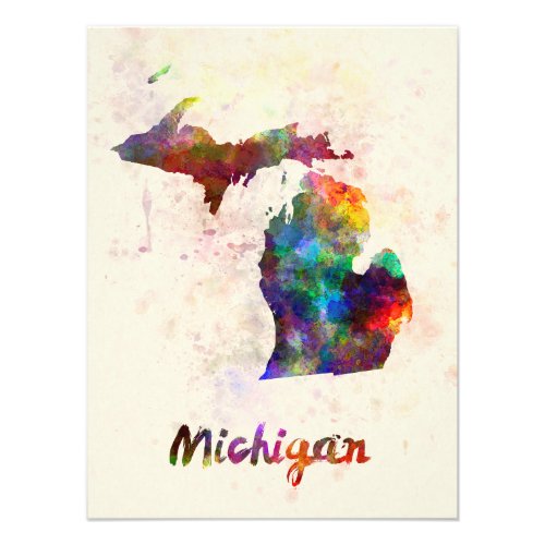 Michigan US state in watercolor Photo Print