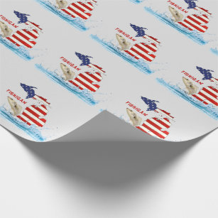 Michigan USA Flag with Fish Wrapping Paper