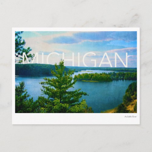 michigan view of au sable river postcard