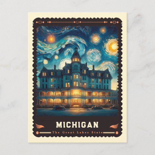 Michigan  Vincent Van Gogh Inspired Postcard