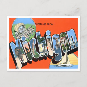 Michigan Vintage Big Letters Postcard