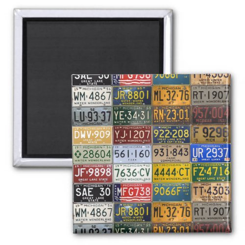 Michigan Vintage License Plates Collection Magnet