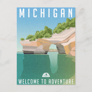 Michigan Vintage Travel detroit greetings from Postcard