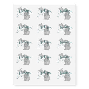 Michigan Vintage Typography Sheet of 15 Temporary Tattoos
