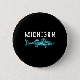 Michigan Walleye Fishing Fisherman Angler Midwest  Button