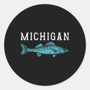 Michigan Walleye Fishing Fisherman Angler Midwest Classic Round Sticker