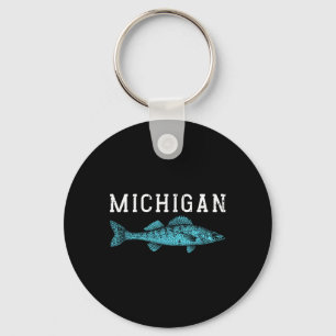 Michigan Walleye Fishing Fisherman Angler Midwest Keychain