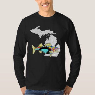 Michigan Walleye Fishing Freshwater Fisherman Wall T-Shirt